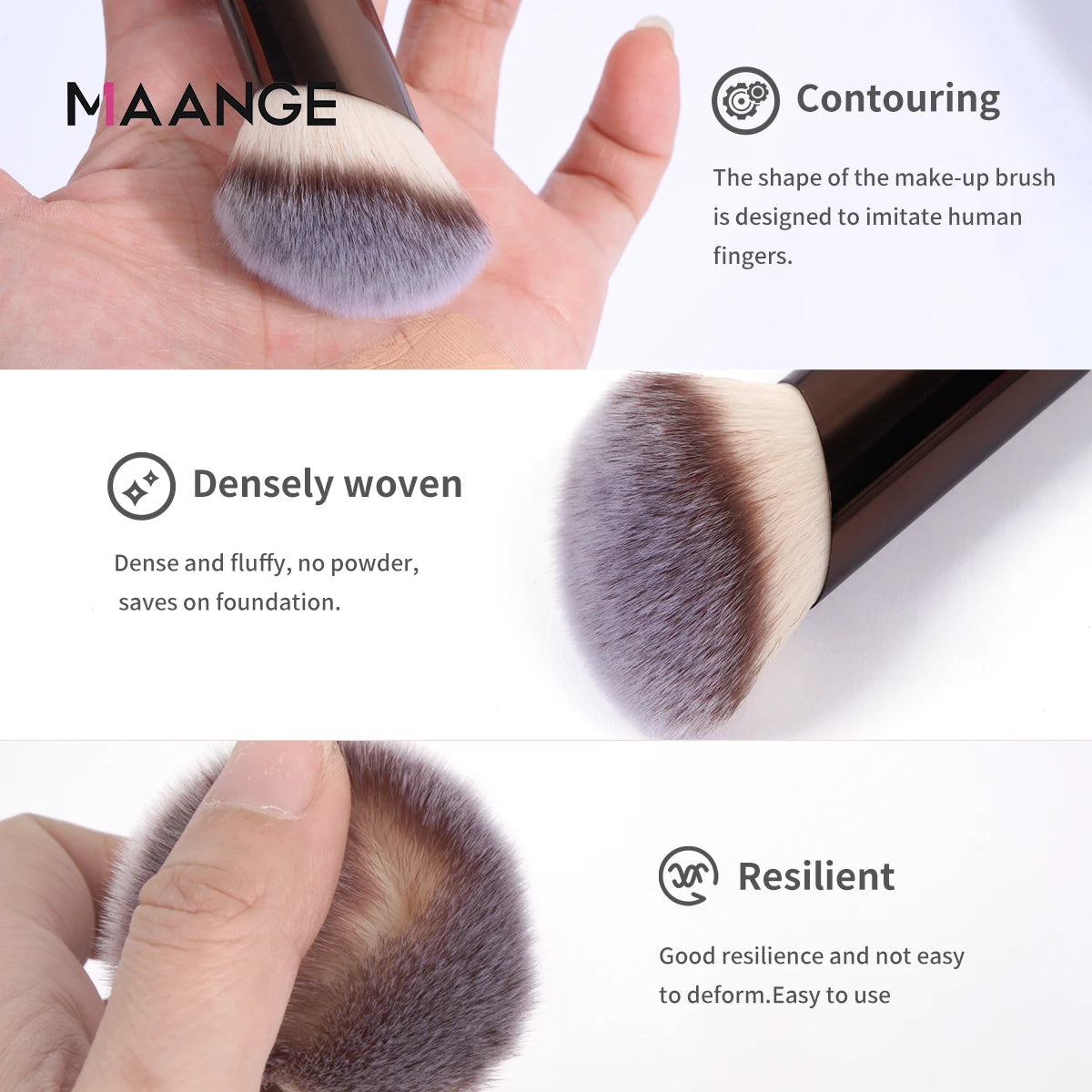 MAANGE-Pinceaux de maquillage en angle, 1 pièce, brosse pour fond de teint, correcteur, cosmétique, cheveux doux, oblique - Lencensa 