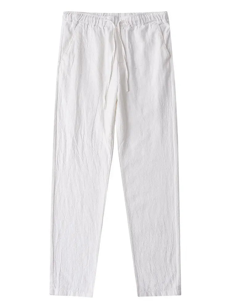 Pantalon Chino Homme Coton Lin - Jambes Larges Décontracté Baggy - Lencensa 