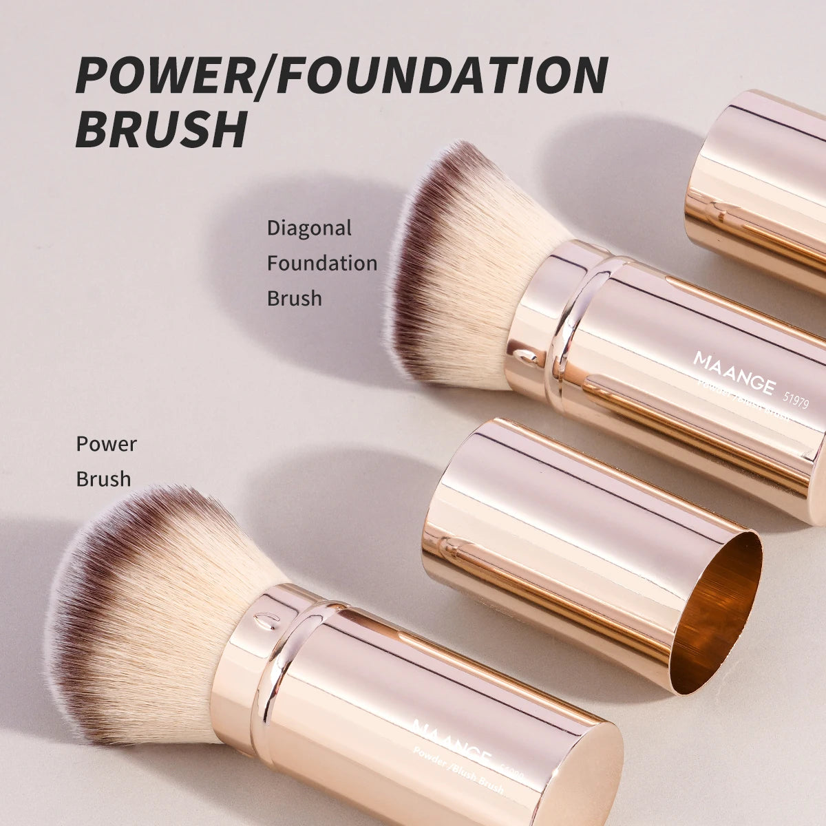 MAANGE 2 pièces pinceau de maquillage de fond de teint rétractable pinceau Kabuki plat/Angle pour poudre Blush bronzant correcteur outils de maquillage portables - Lencensa 