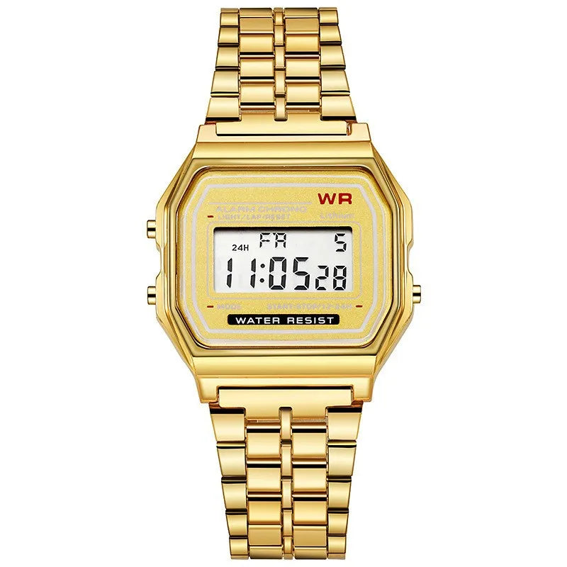 Montres de luxe en or Rose pour femmes, affichage numérique électronique, Style rétro, horloge pour hommes