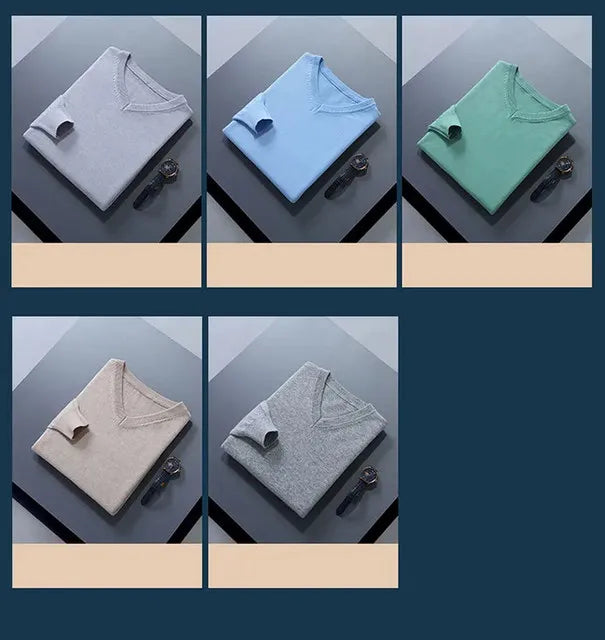 Pull Col V Homme Cachemire - Lencensa Collection Automne-Hiver - Lencensa 