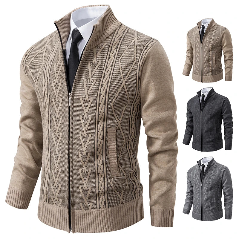 Cardigan Homme GQXAON Premium - Manteau Cachemire Zippé Automne-Hiver - Lencensa 