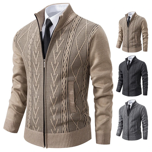 Cardigan Homme GQXAON Premium - Manteau Cachemire Zippé Automne-Hiver - Lencensa 