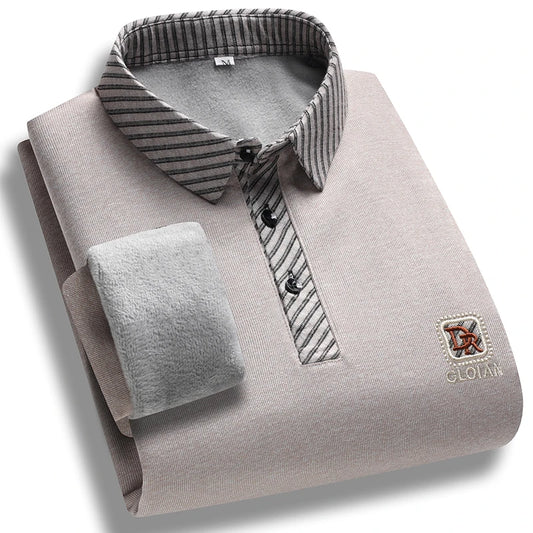 Pull d'hiver en polaire pour hommes, col Polo, coupe cintrée, élégant, marque de luxe, faux deux pièces, pulls tricotés - Lencensa 