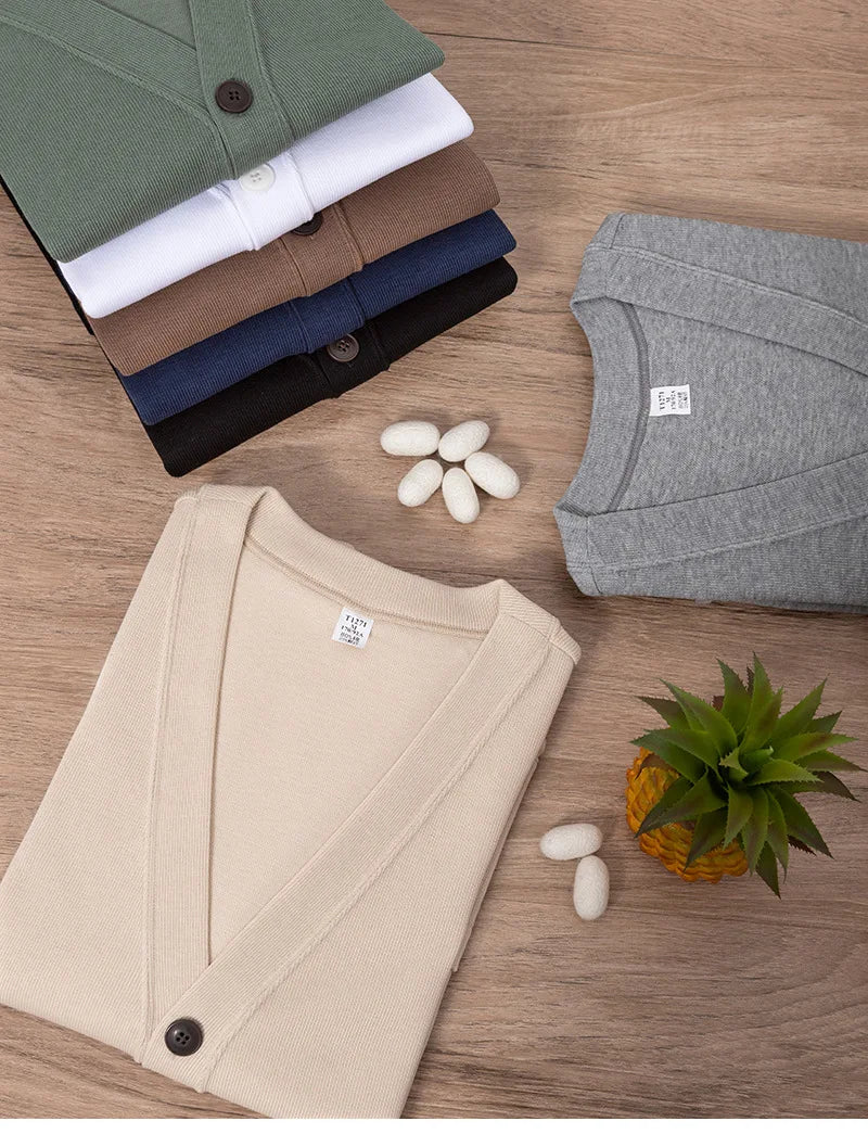 Cardigan Homme BROWON - Pull Col V 80% Coton Mode Coréenne - Lencensa 