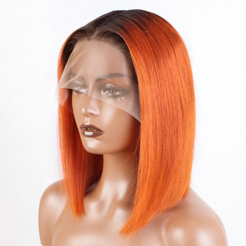 Perruque Lace Front Wig péruvienne P4/27, cheveux 100% naturels, à reflets, Blonde ombrée, lisse, avec Lace Closure, pour femmes