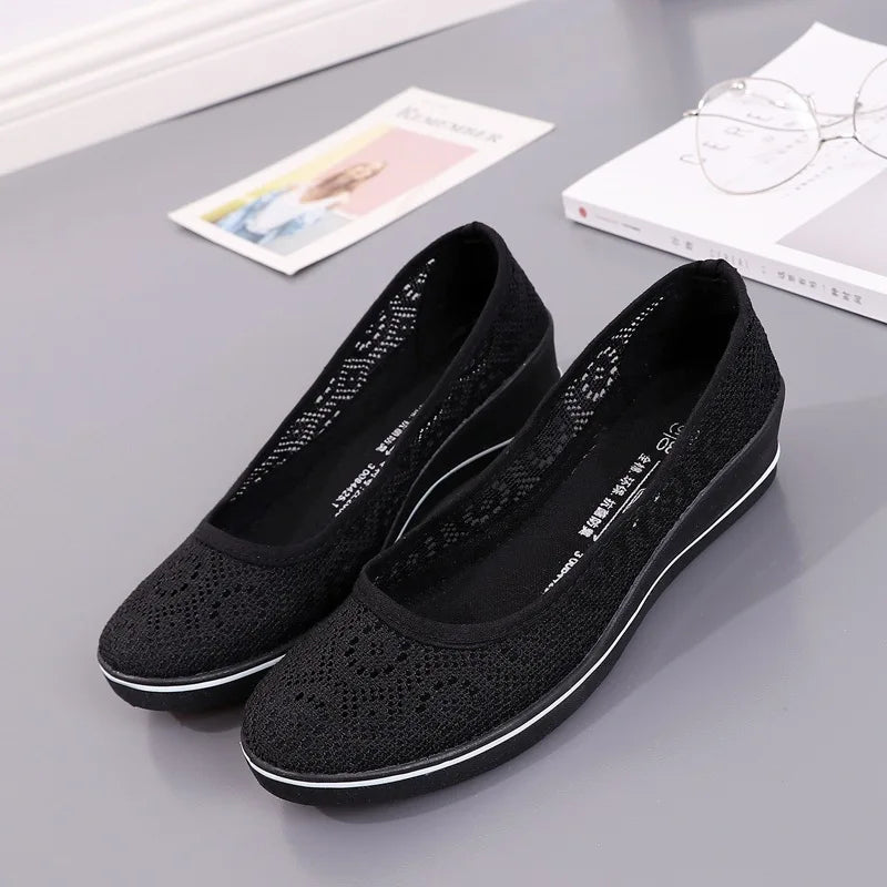 Chaussures Femme Blanches en Dentelle - Baskets Plates Respirantes Été