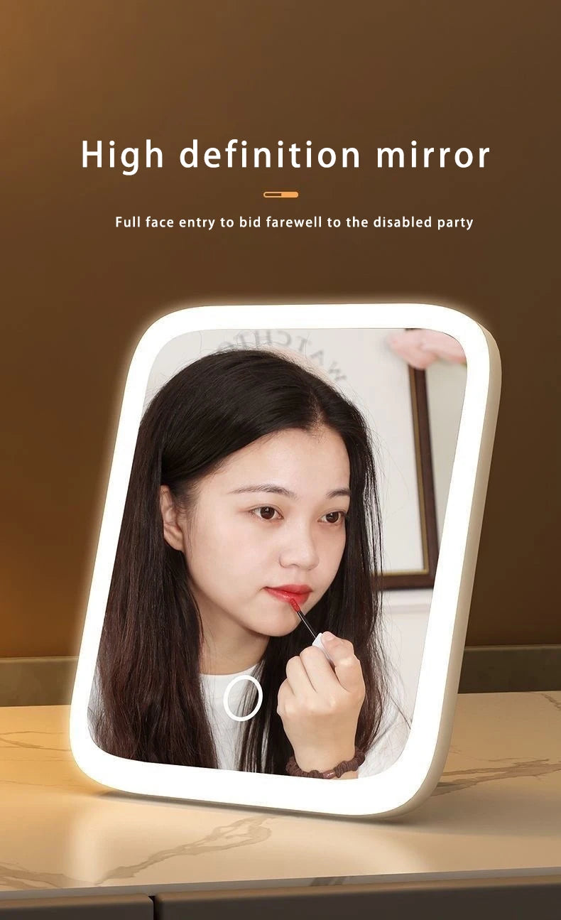 Miroir de maquillage portable, lumière de couleur réglable, lumière de maquillage, lampe de miroir sans fil, lampe de remplissage, Rotation rechargeable - Lencensa 