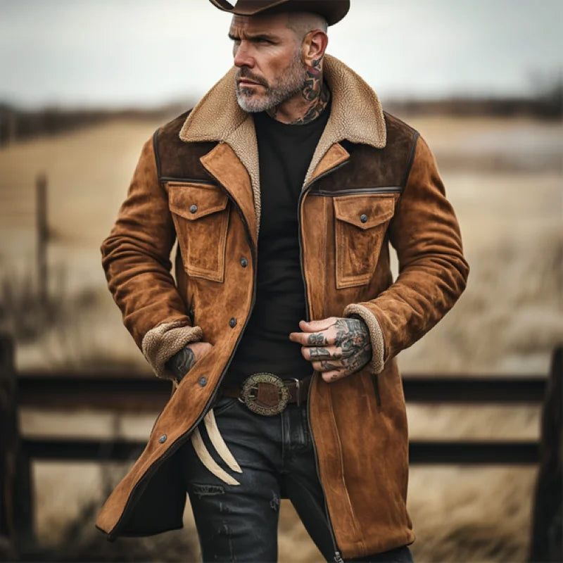 Veste Daim Premium Lencensa - Vintage Polaire Agneau Multi-Poches - Qualité Exceptionnelle