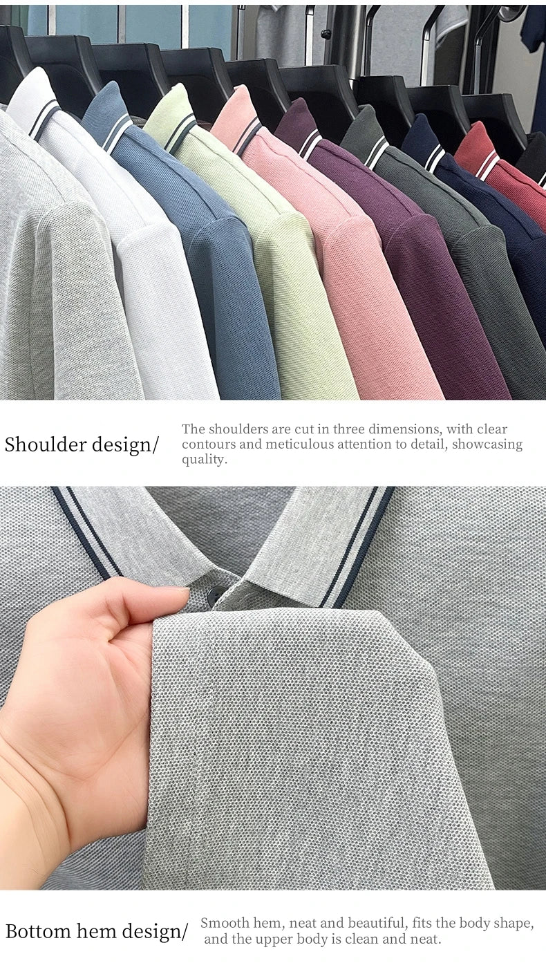 100% coton de luxe flambant neuf hommes brodé style court été confortable respirant polo affaires t-shirt style décontracté haut - Lencensa 