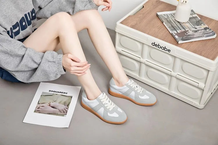 Baskets Femme en Cuir Véritable - Chaussures Décontractées Printemps 2025