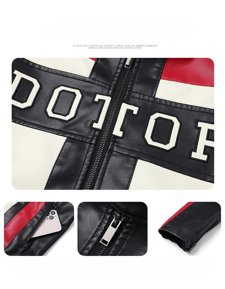 Veste Biker Premium Lencensa - Cuir PU Vintage Col Montant - Qualité Exceptionnelle