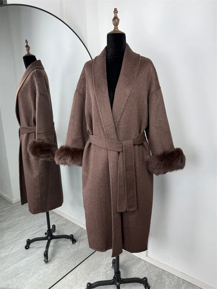 Manteau Femme Laine Double Face - Pardessus Élégant Bureau Dame 2025 - Lencensa 