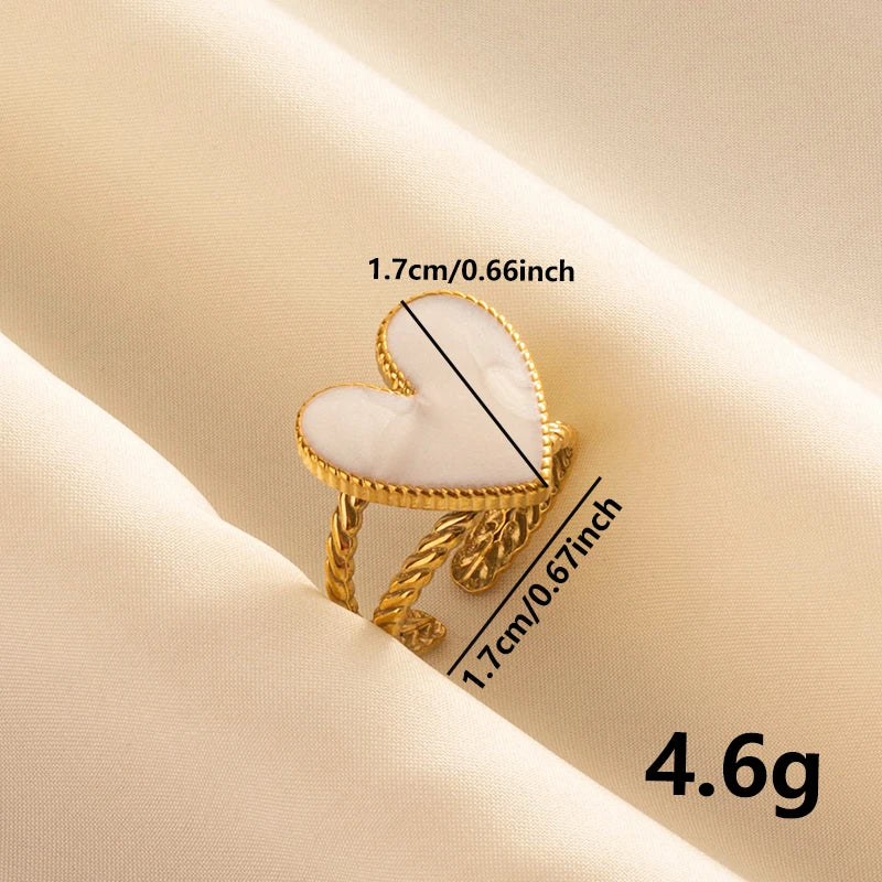 Bague en Acier Inoxydable Plaqué Or group pour Femme et Homme, Bijoux d'Anniversaire, Huile de Goutte à Goutte Blanche, Étoile, Cœur, Œil, Ouvert, Réglable, Vintage