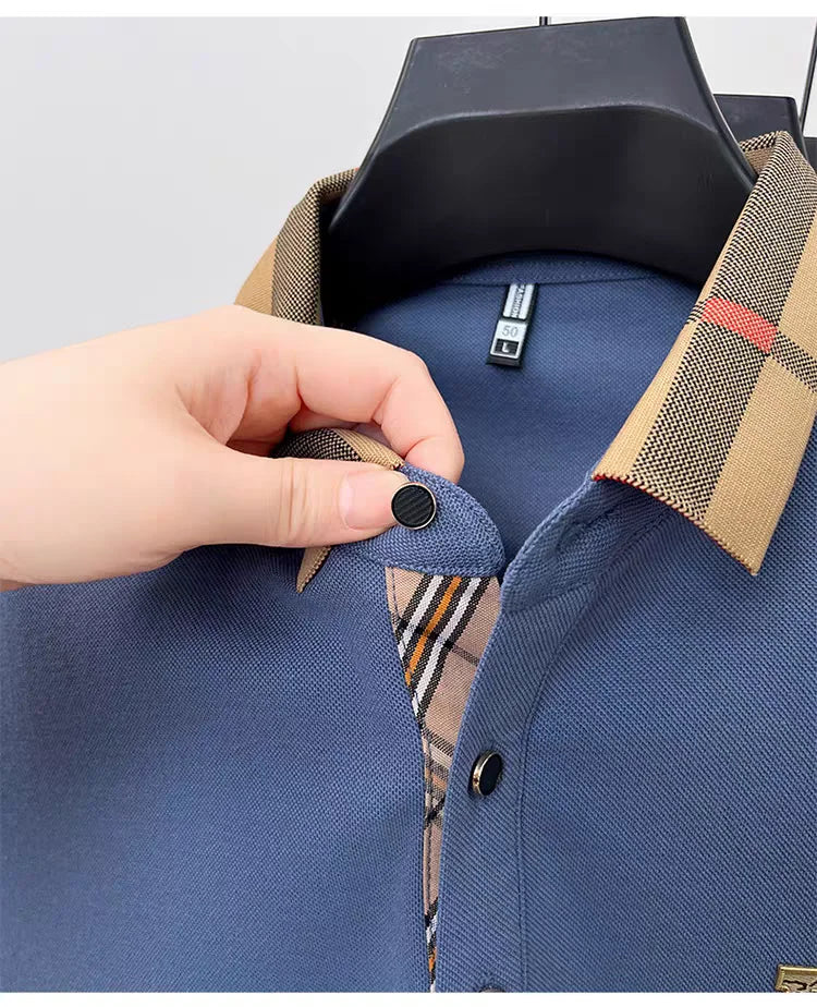 Marque de luxe logo polo à manches courtes hommes été nouveau haut de gamme en soie coton respirant Paul T-shirt mode décontracté vêtements pour hommes - Lencensa 