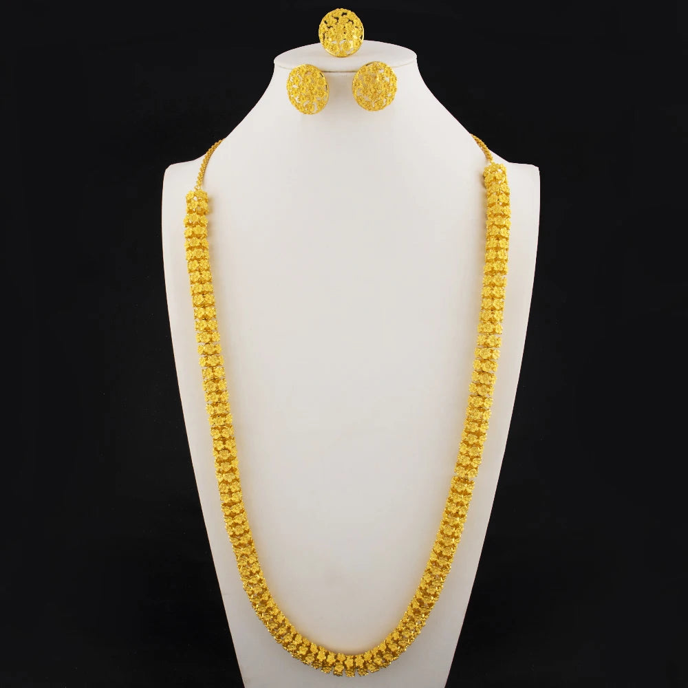 Ensemble Bijoux Luxe Plaqué Or - Collection Dubai Noble Unisexe