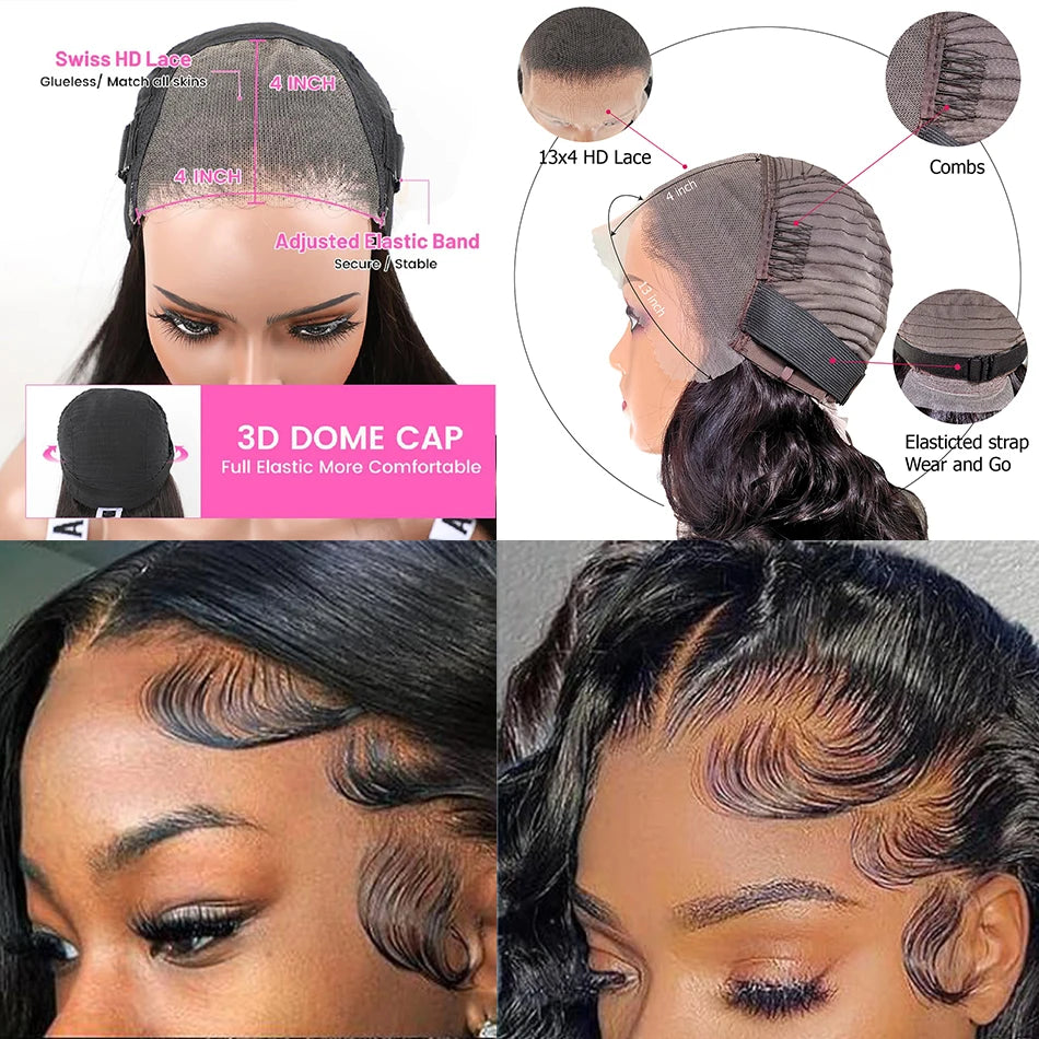 100% cheveux vierges brésiliens bruts Double dessiné vague rebondissante 13x4 dentelle frontale perruque 250% densité 4X4 HD dentelle fermeture porter et aller perruques