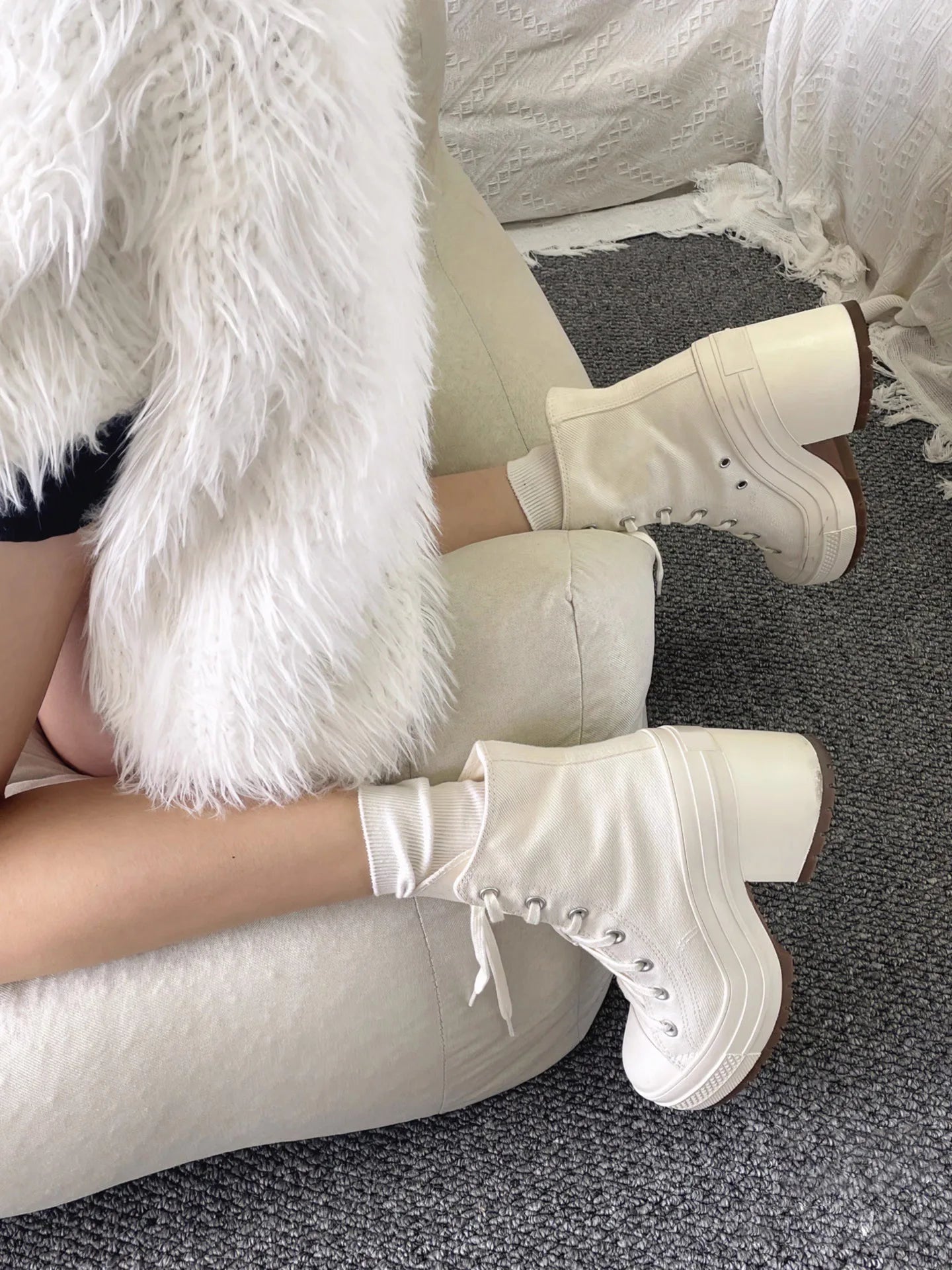 Lencensa - Baskets Plateforme Femme Premium | Sneakers Toile Haute de Qualité Supérieure