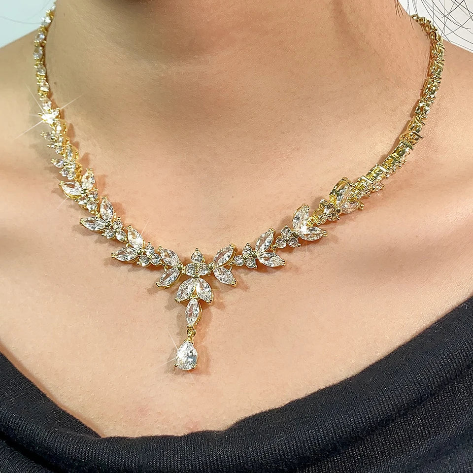 ZAKOL marque de luxe cubique zircone boucles d'oreilles collier élégant magnifique CZ mariage Banquet fête ensemble de bijoux