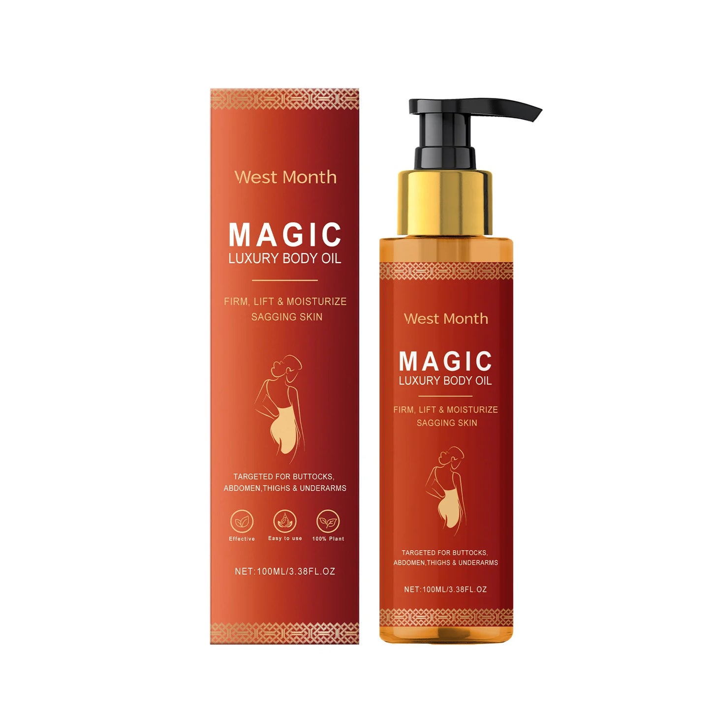 Huile Corporelle Luxe Magic - Hydratation Intense et Raffermissement 100ml - Lencensa 