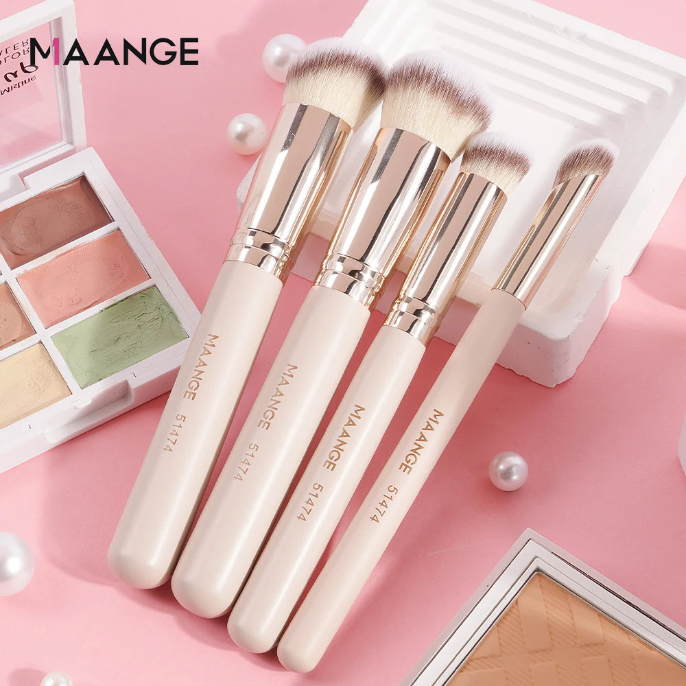 MAANGE-Kit de pinceaux de maquillage pour le visage pour femme, correcteur de fond de teint, poils doux, outil de beauté impeccable, coffret cadeau, 4 pièces