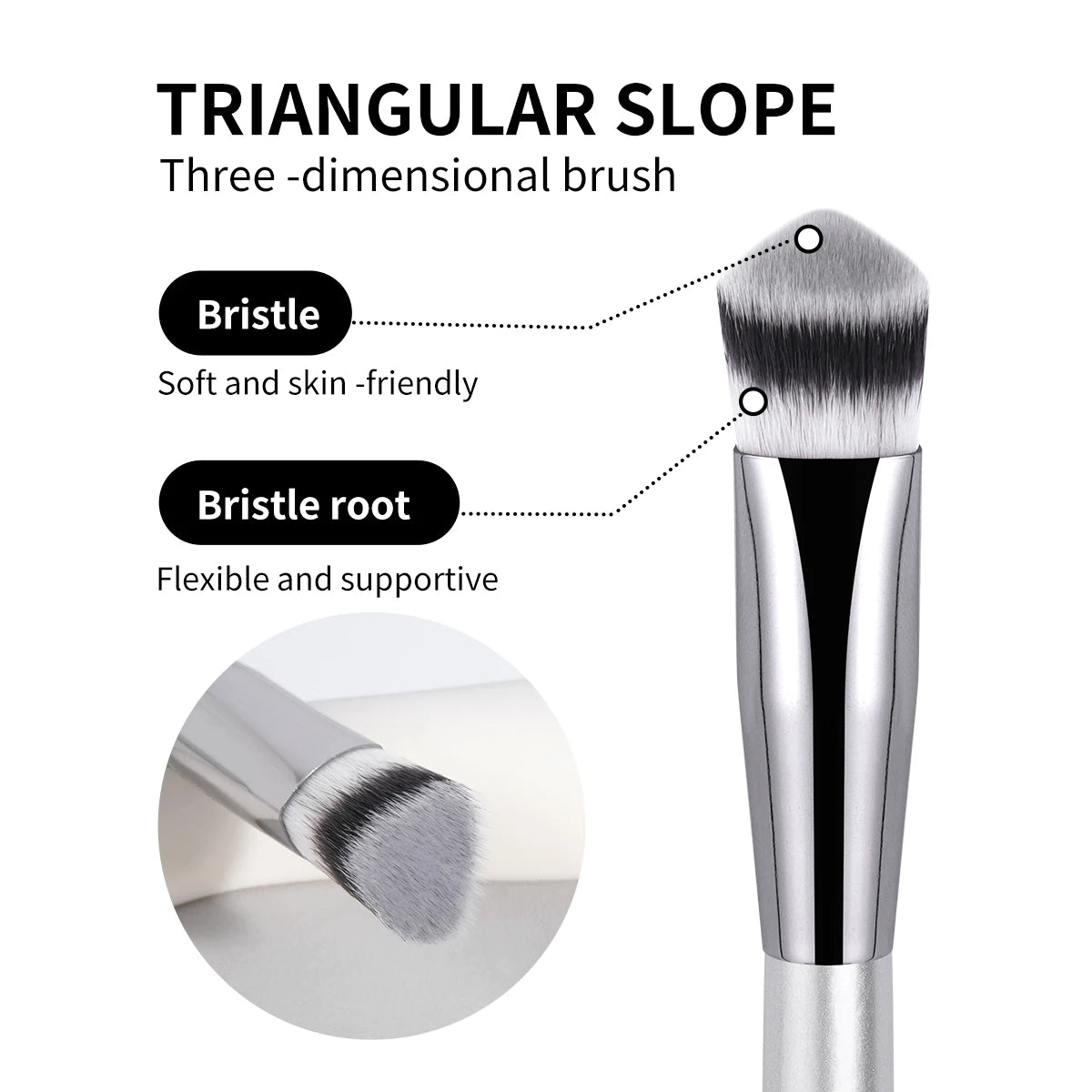 MAANGE 4 pièces ensemble de pinceaux de maquillage principaux pinceaux de fond de teint à dessus plat pinceau profilé coudé outil de maquillage pour le visage à poils denses pour la beauté - Lencensa 