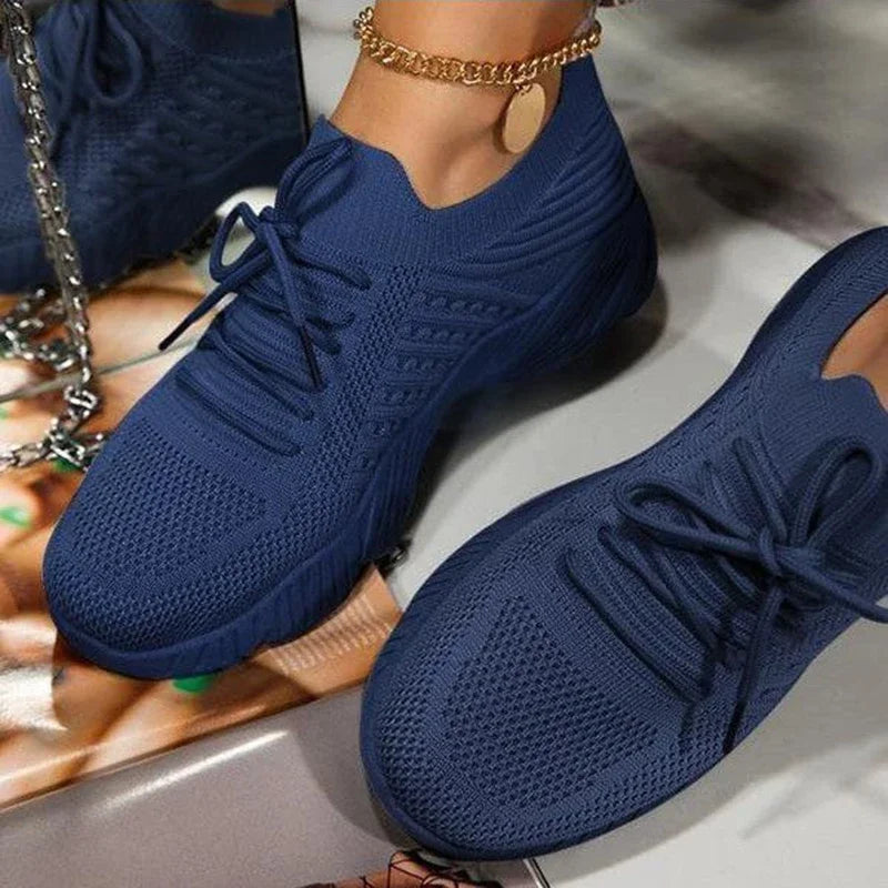 Baskets Femme en Maille Respirante - Chaussures Décontractées à Lacets