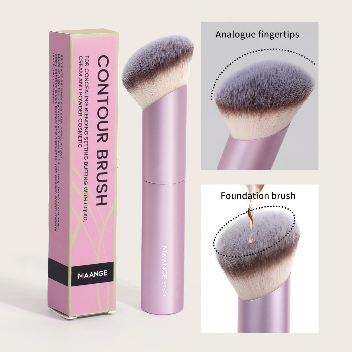 MAANGE-Pinceaux de maquillage en angle, 1 pièce, brosse pour fond de teint, correcteur, cosmétique, cheveux doux, oblique - Lencensa 