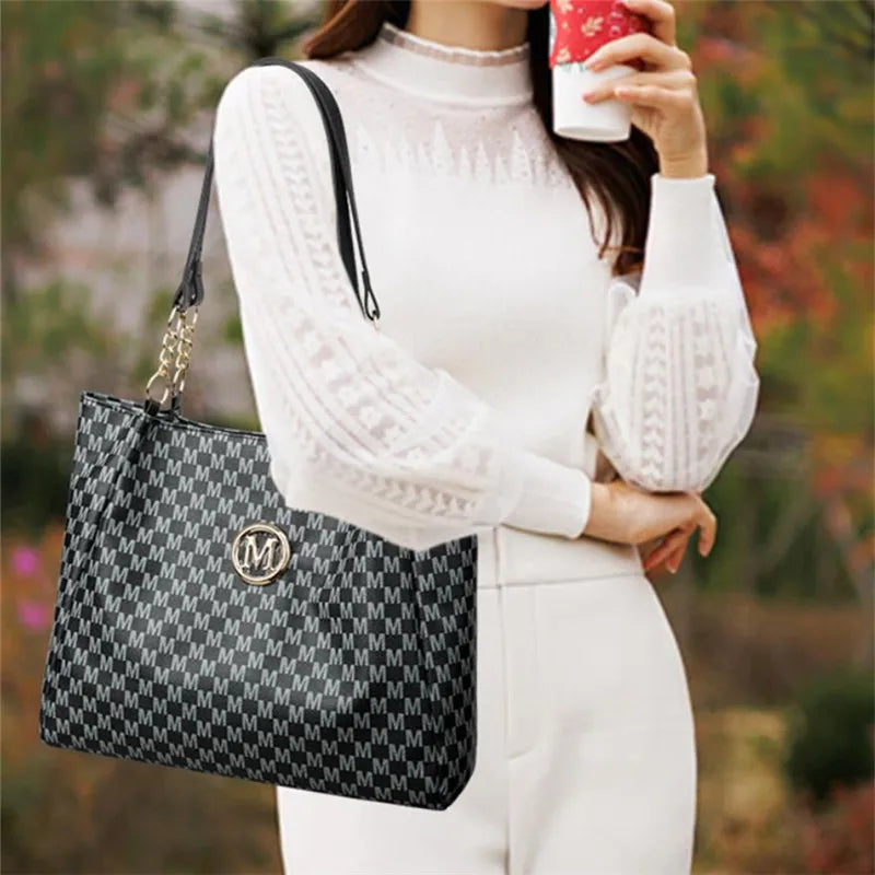 Sac à Main Femme FXZLLQ - Fourre-Tout Cuir PU Lettre M Vintage - Lencensa 