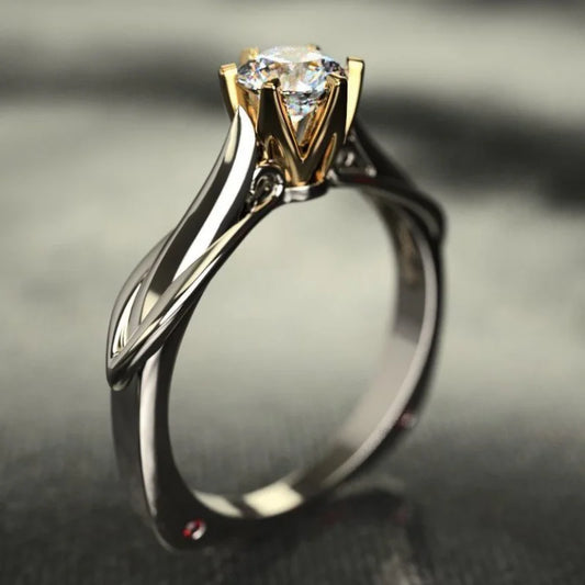 Bague Or 18K Moissanite Naturelle - Bijou Couple Mariage Premium
