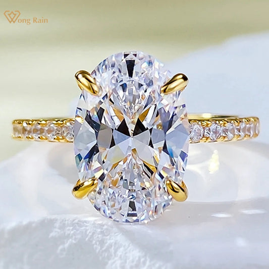 Bague Argent 925 Plaqué Or 18K - Saphir Ovale 8x12mm Laboratoire