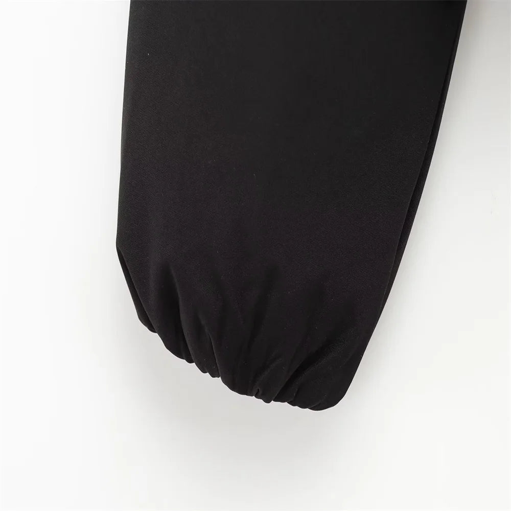 Veste Courte Femme Noire avec Col - Blouson Fermeture Éclair