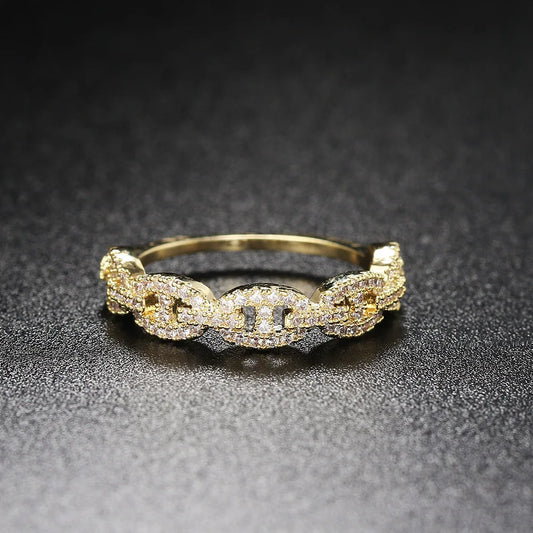 Bague Chaîne Hip-Hop Femme Dorée - Style Punk Empilable