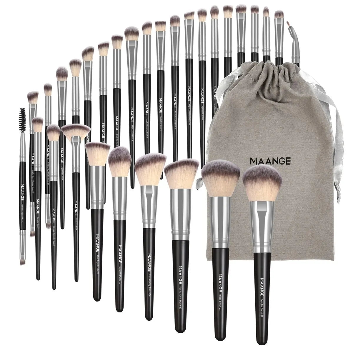MAANGE-Ensemble de pinceaux de maquillage professionnels, outils de beauté avec sac, fond de teint, correcteur pour les yeux, poudre de fard à joues, 30 pièces - Lencensa 
