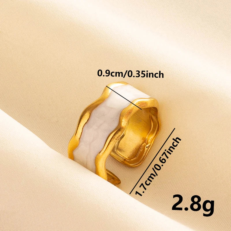 Bague en Acier Inoxydable Plaqué Or group pour Femme et Homme, Bijoux d'Anniversaire, Huile de Goutte à Goutte Blanche, Étoile, Cœur, Œil, Ouvert, Réglable, Vintage