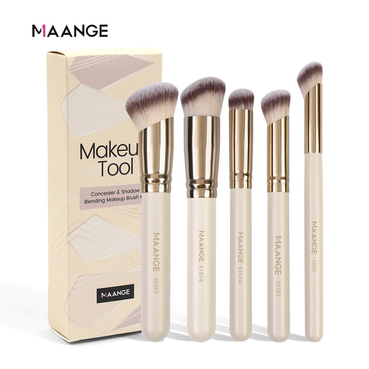 MAANGE 5 pièces pinceaux de maquillage poudre fard à joues brosse fond de teint pinceau de maquillage pinceau de Contour Portable pour voyage cadeau de saint valentin
