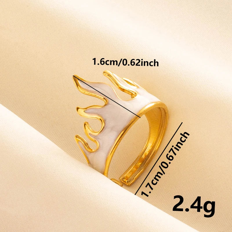 Bague en Acier Inoxydable Plaqué Or group pour Femme et Homme, Bijoux d'Anniversaire, Huile de Goutte à Goutte Blanche, Étoile, Cœur, Œil, Ouvert, Réglable, Vintage
