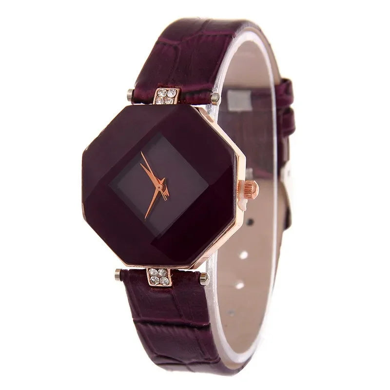 Créatif Design décontracté femmes Montre bracelet en cuir bleu Montre multicolore analogique Quartz montres dames Reloj Mujer Montre Femme