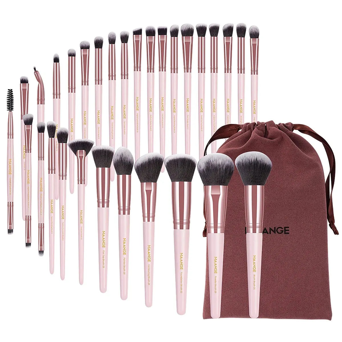 MAANGE-Ensemble de pinceaux de maquillage professionnels, outils de beauté avec sac, fond de teint, correcteur pour les yeux, poudre de fard à joues, 30 pièces - Lencensa 