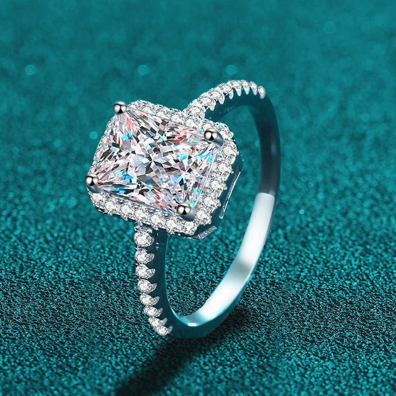 NeeTim – bague Moissanite 2 carats pour femmes, diamant taille émeraude rayonnante, argent Sterling 925 avec bracelet de mariée plaqué or 18 carats
