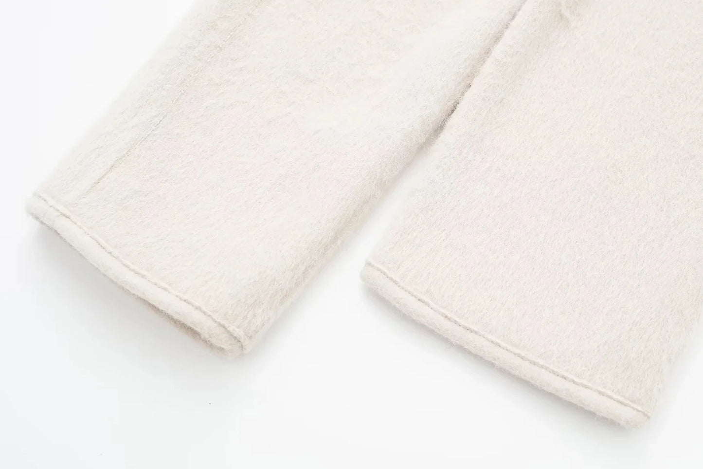 Manteau Lencensa - TRAFZA Rétro Cuir Boucle Laine Col V Beige Femme - Lencensa 