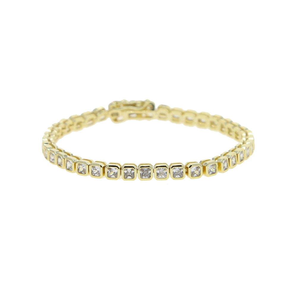 Bracelet en zircone cubique 5A CZ, lunette géométrique de différentes formes, chaîne de Tennis, bijoux classiques à la mode pour femmes