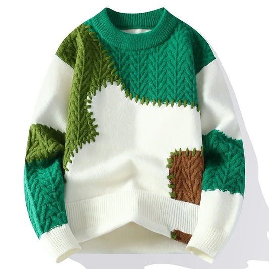 Pull Streetwear Premium Lencensa - Patchwork Harajuku Col Rond - Qualité Exceptionnelle Hiver