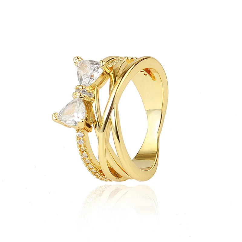 Bague en argent plaqué or 18 carats pour femmes, en forme de cœur, en Zircon, bijoux fins, cadeaux d'anniversaire, de saint-valentin, 925