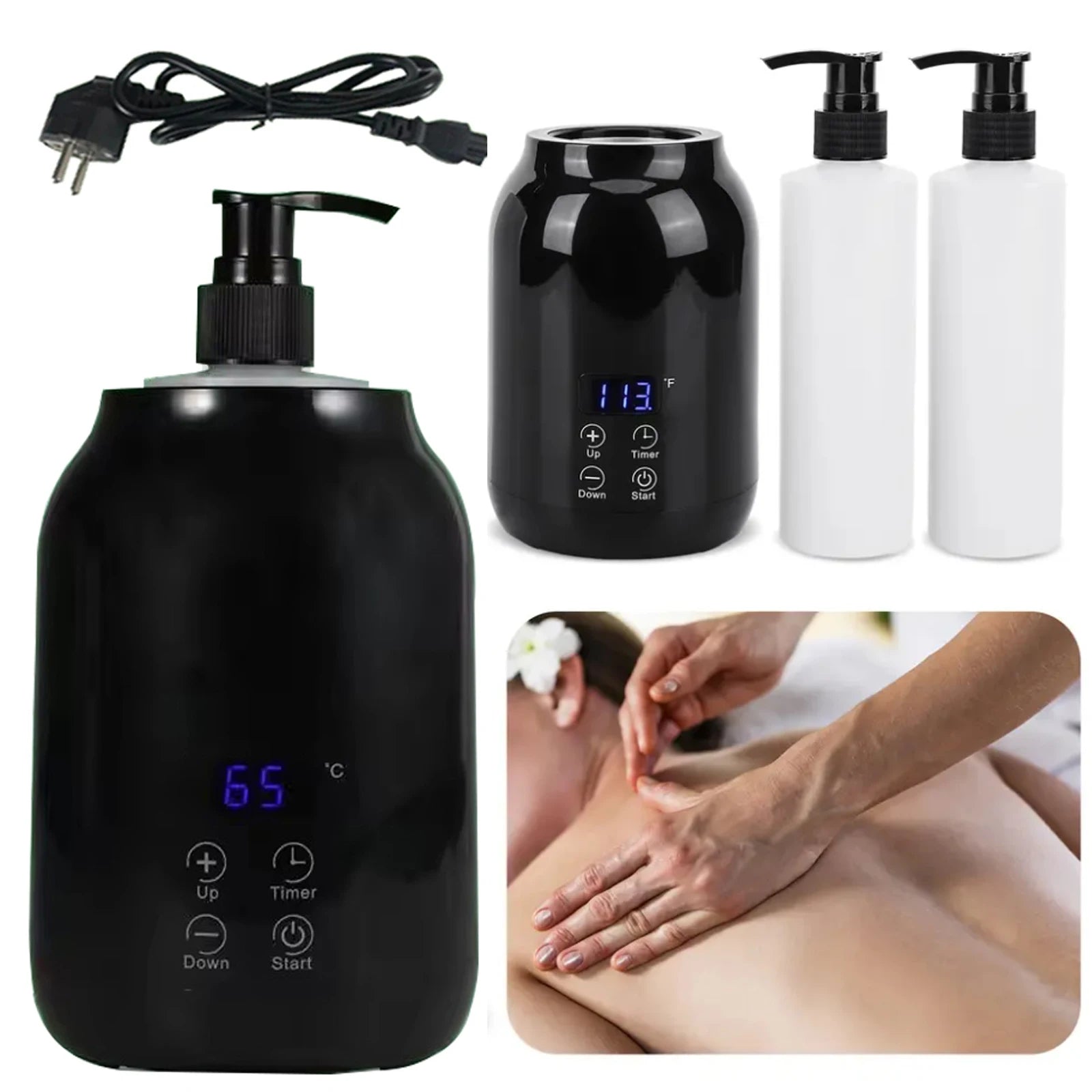 Chauffe-Lotion de Massage Digital - Réchauffeur Huile Crème LED Minuteur - Lencensa 