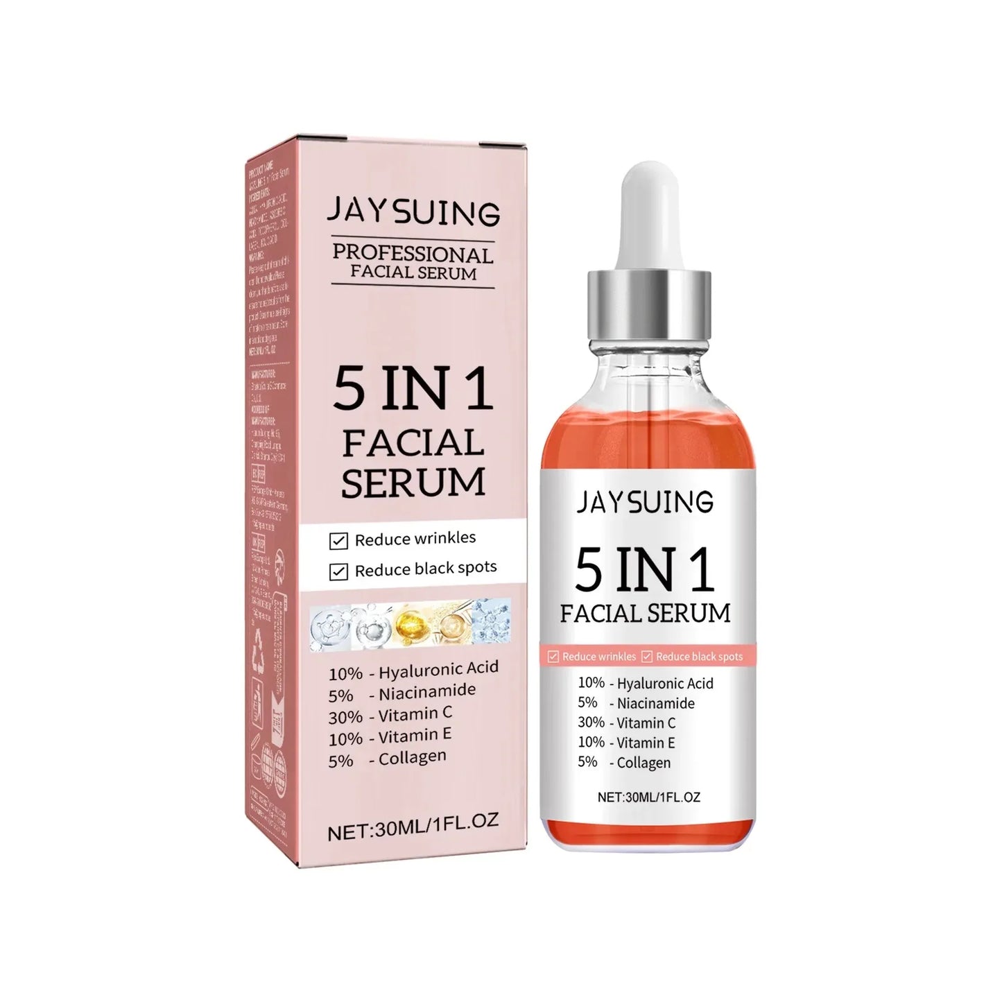 Sérum pour le visage 5 en 1, estompe les ridules, raffermissant, rétrécit les pores, hydratant, éclaircissant, acide hyaluronique, rétinol, 1/2/3 pièces