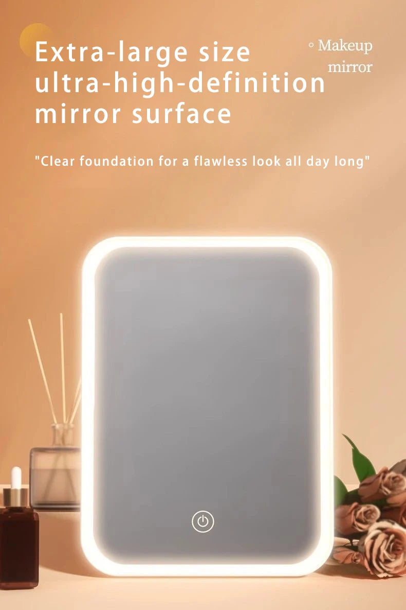 Miroir de maquillage portable, lumière de couleur réglable, lumière de maquillage, lampe de miroir sans fil, lampe de remplissage, Rotation rechargeable - Lencensa 