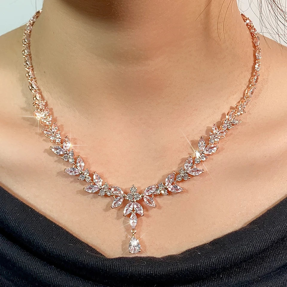 ZAKOL marque de luxe cubique zircone boucles d'oreilles collier élégant magnifique CZ mariage Banquet fête ensemble de bijoux