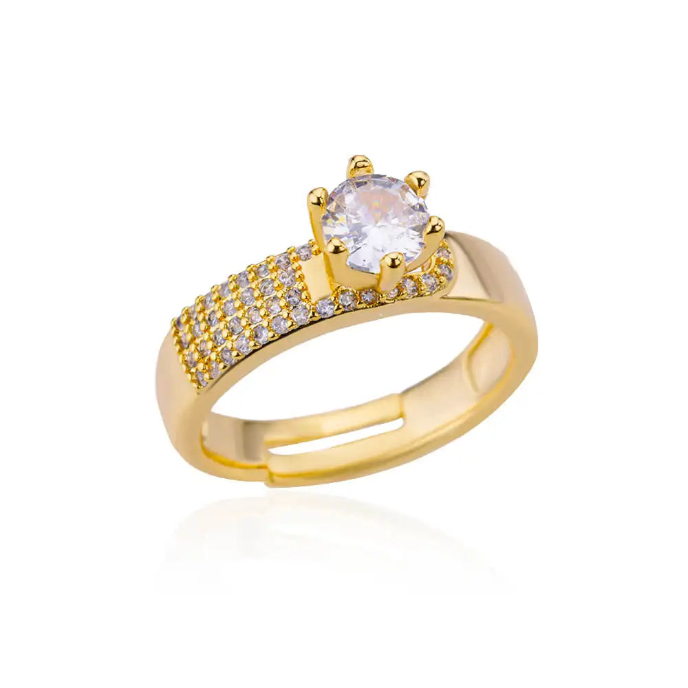 Bague Zircon Dorée Acier Inoxydable - Style Y2K Tendance 2025