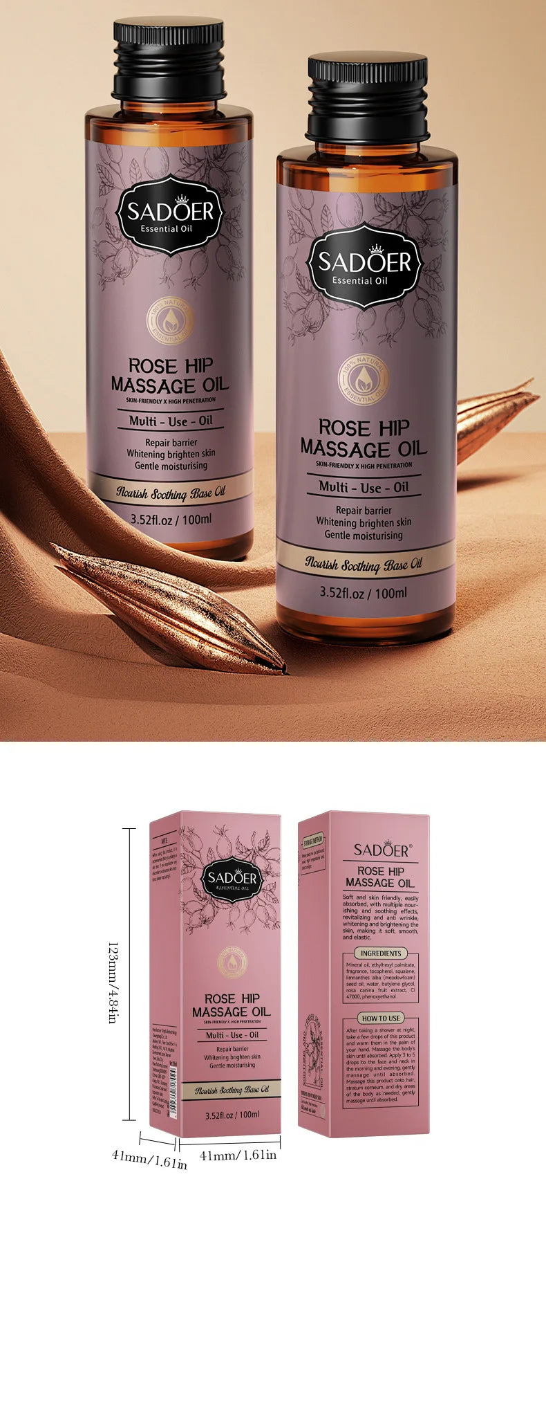 Huile d'Amande 100ml - Massage Corps Argan Olive Pure | Lencensa - Lencensa 